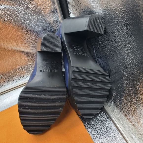 Melissa Karl Lagerfeld Boots Womens 6 Blue Bow Chelsea Ankle Rain Heel Platform - Picture 13 of 16